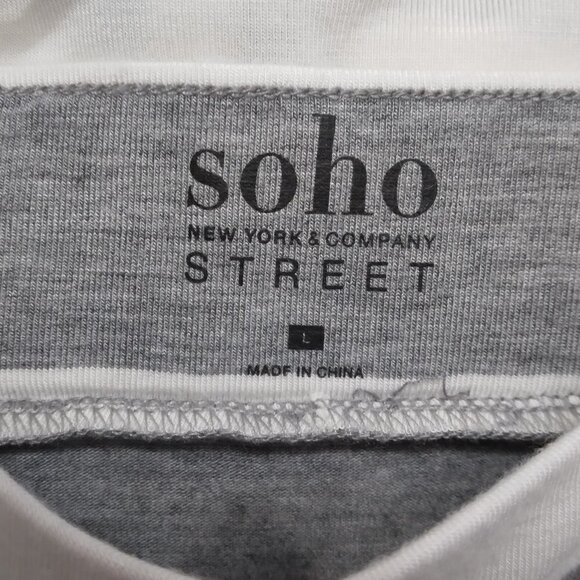 New York & Co | Soho Street Striped Knit Maxi Skirt Front Slit Gray White | Sz L - Picture 6 of 9